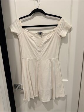Express White Off-Shoulder Skater Dress